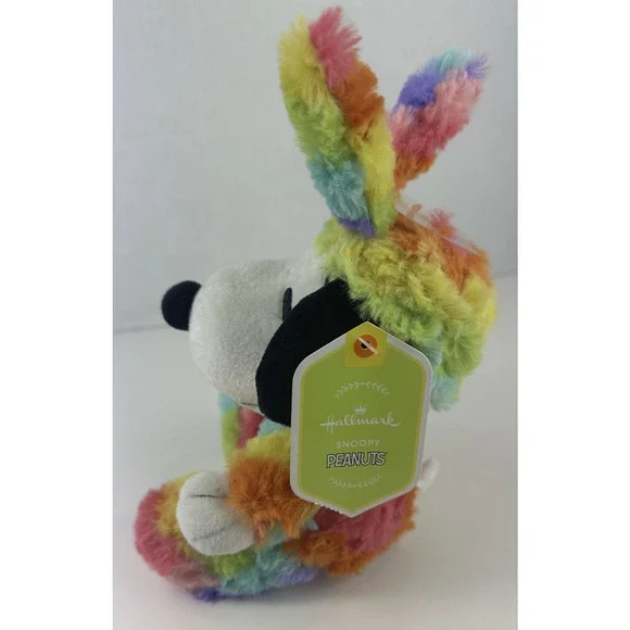 Hallmark Peanuts Snoopy Rainbow Tie Dye Easter Bunny Small 6" Plush NWT - Picture 3 of 5